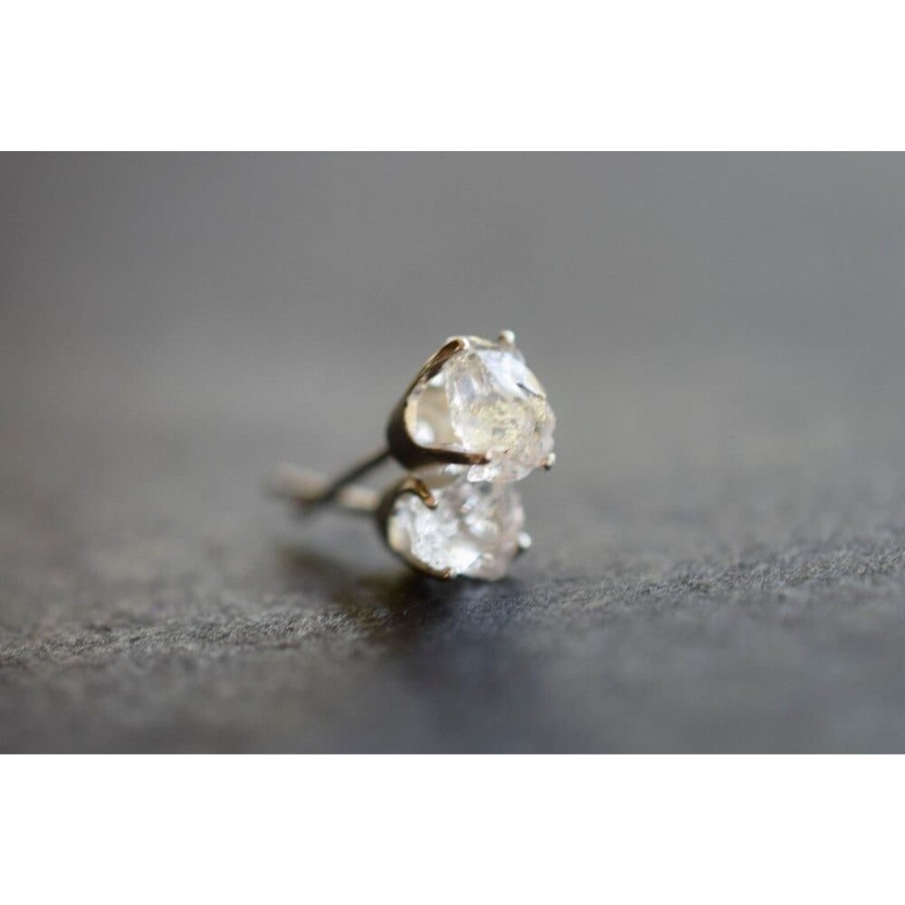 Raw Diamond Earrings, Rough Crystal Studs, Dainty Minimalist Earrings, Small Cle